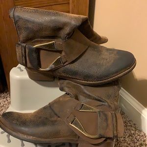 Brown knee high boots